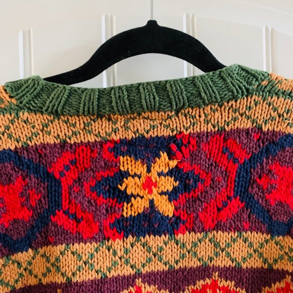 Tommy Hilfiger Mens Vintage 90s Paisley Geometric Floral Chunky Knit Sweater - Picture 13 of 14